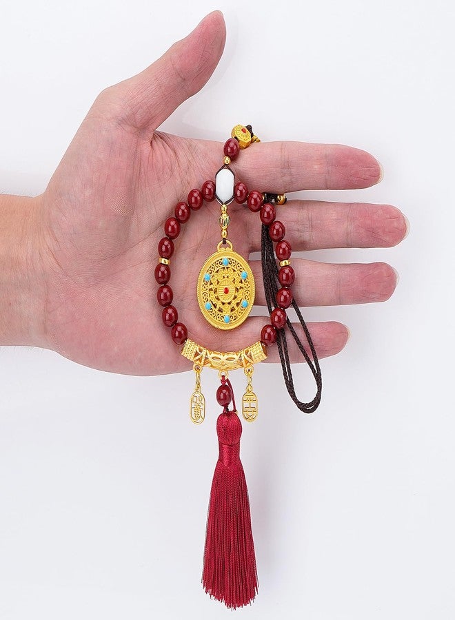 Chiorgone Cinnabar Feng Shui Hanging Ornament - Red Tassel Charm for Protection, Peace, and Good Fortune, for Auspicious Blessings. - Image 4